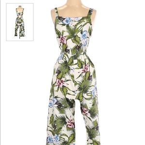 One Clothing Palm Leaf Jungle Tie Back Jumpsuit